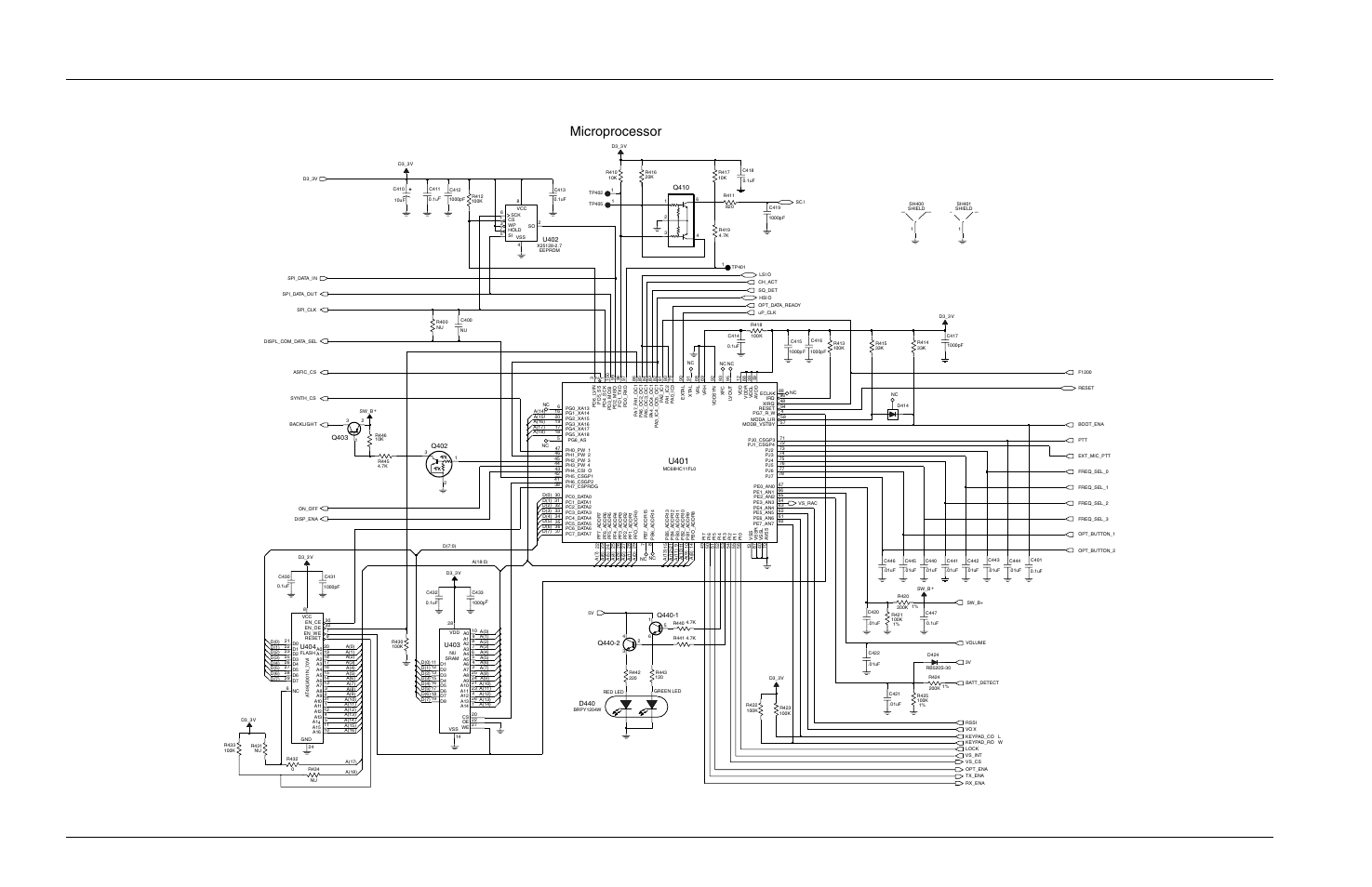 Microprocessor, U401 | Motorola CP150TM User Manual | Page 194 / 252