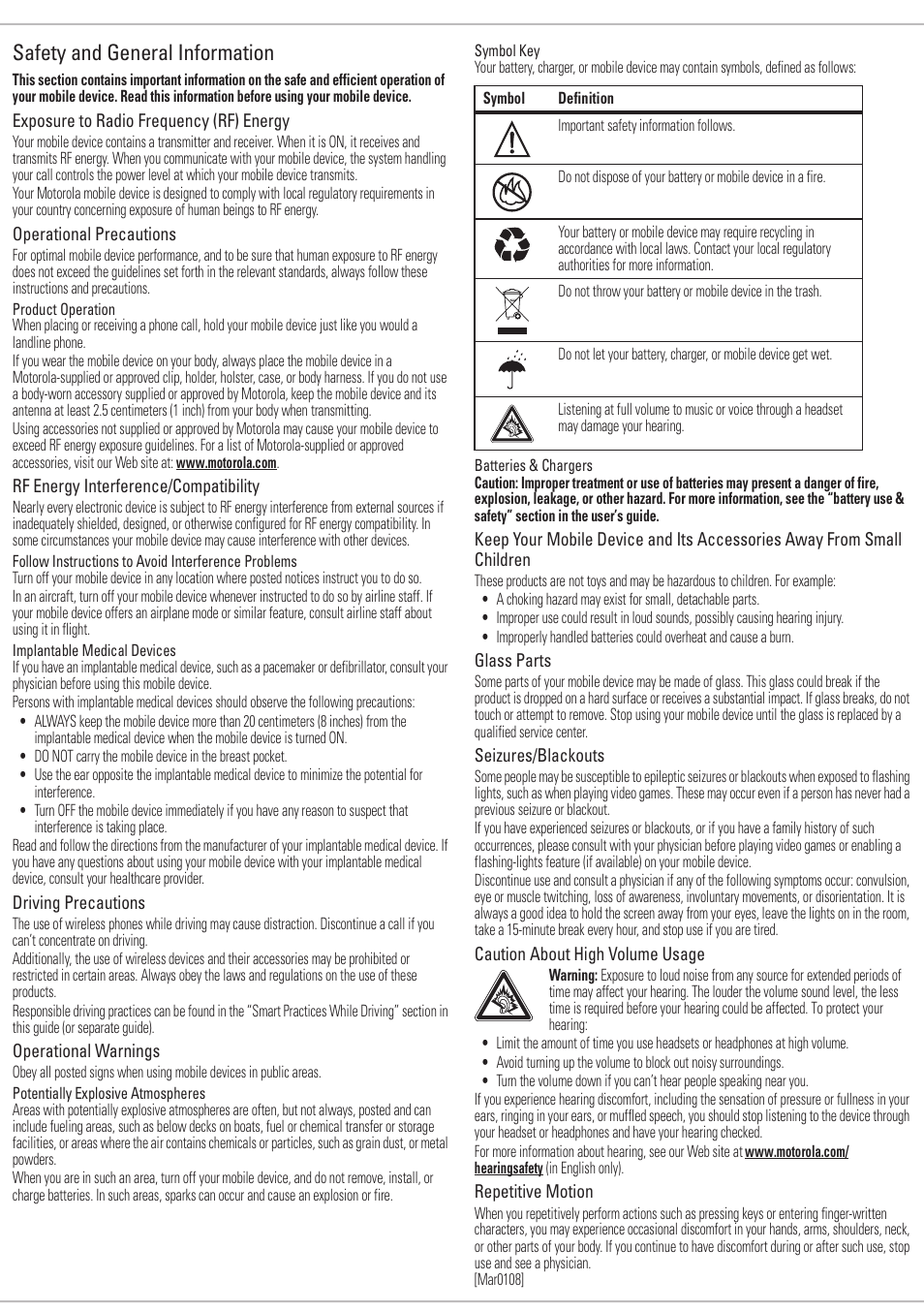Safety and general information | Motorola 6809505A83-A User Manual | Page 7 / 10