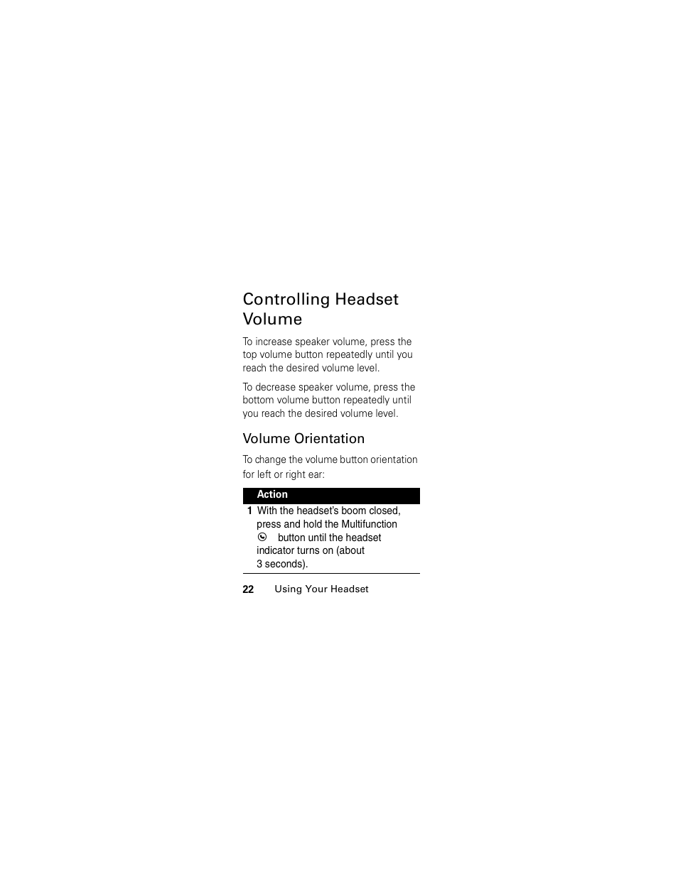 Controlling headset volume | Motorola HS850 User Manual | Page 24 / 111