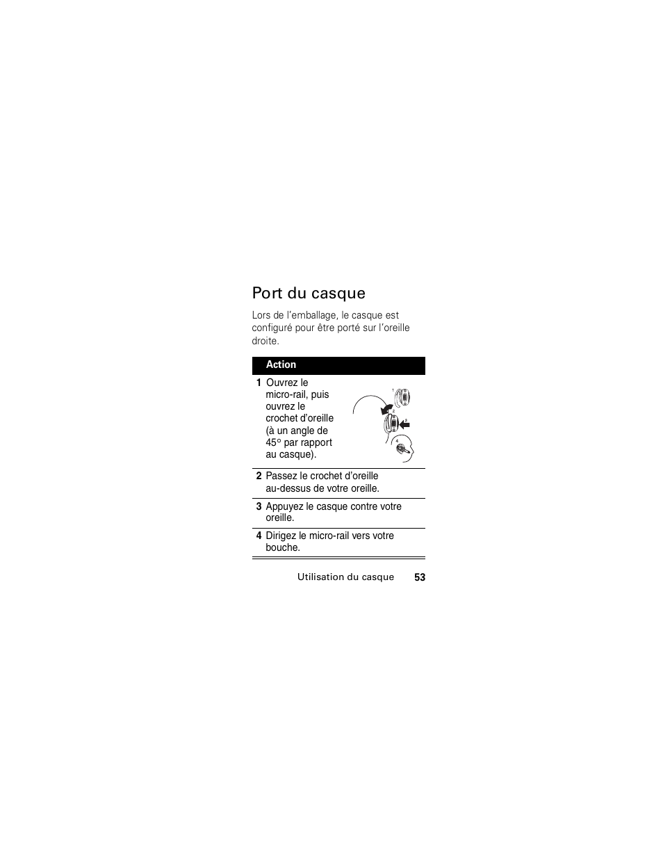 Port du casque | Motorola HS850 User Manual | Page 55 / 111