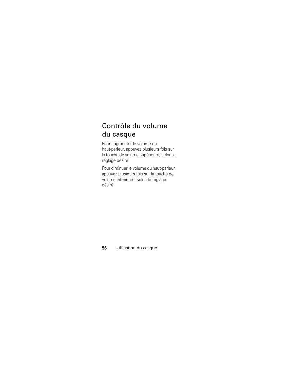 Contrôle du volume du casque | Motorola HS850 User Manual | Page 58 / 111