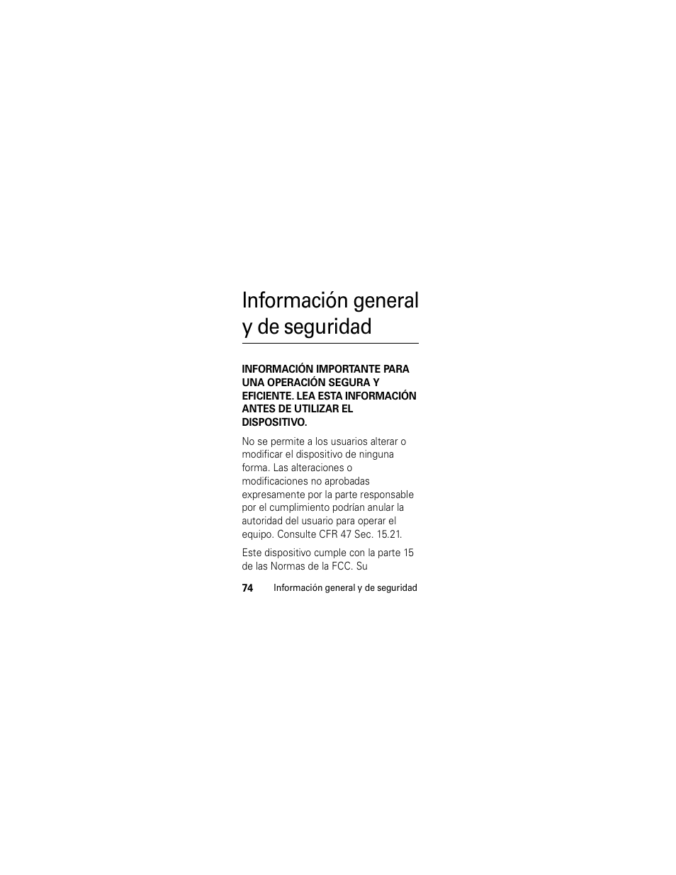 Información general y de seguridad | Motorola HS850 User Manual | Page 76 / 111