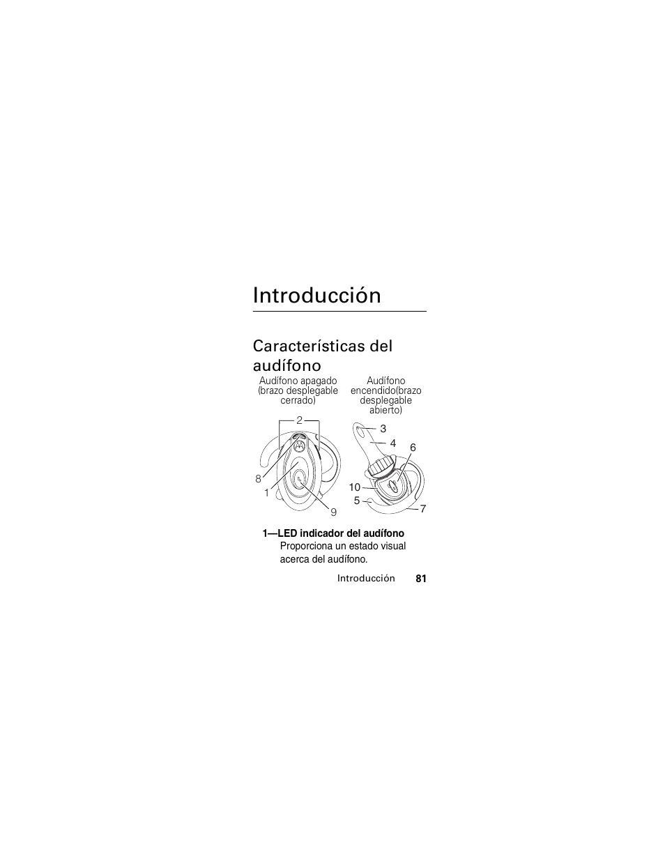 Introducción, Características del audífono | Motorola HS850 User Manual | Page 83 / 111