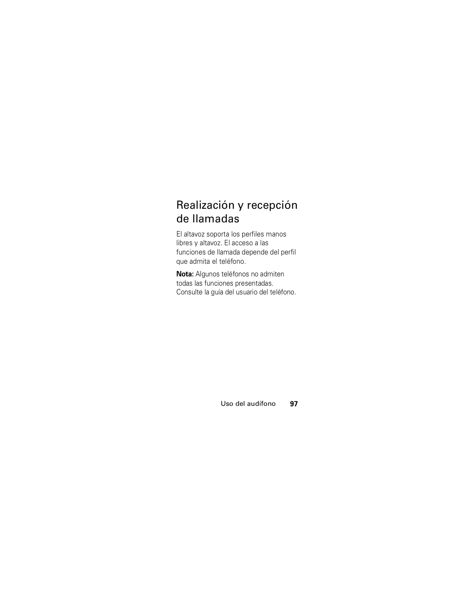 Realización y recepción de llamadas | Motorola HS850 User Manual | Page 99 / 111