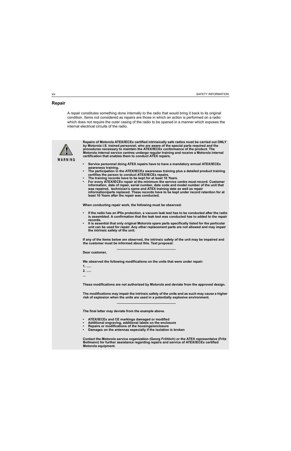 Repair | Motorola MTP810 EX User Manual | Page 15 / 59