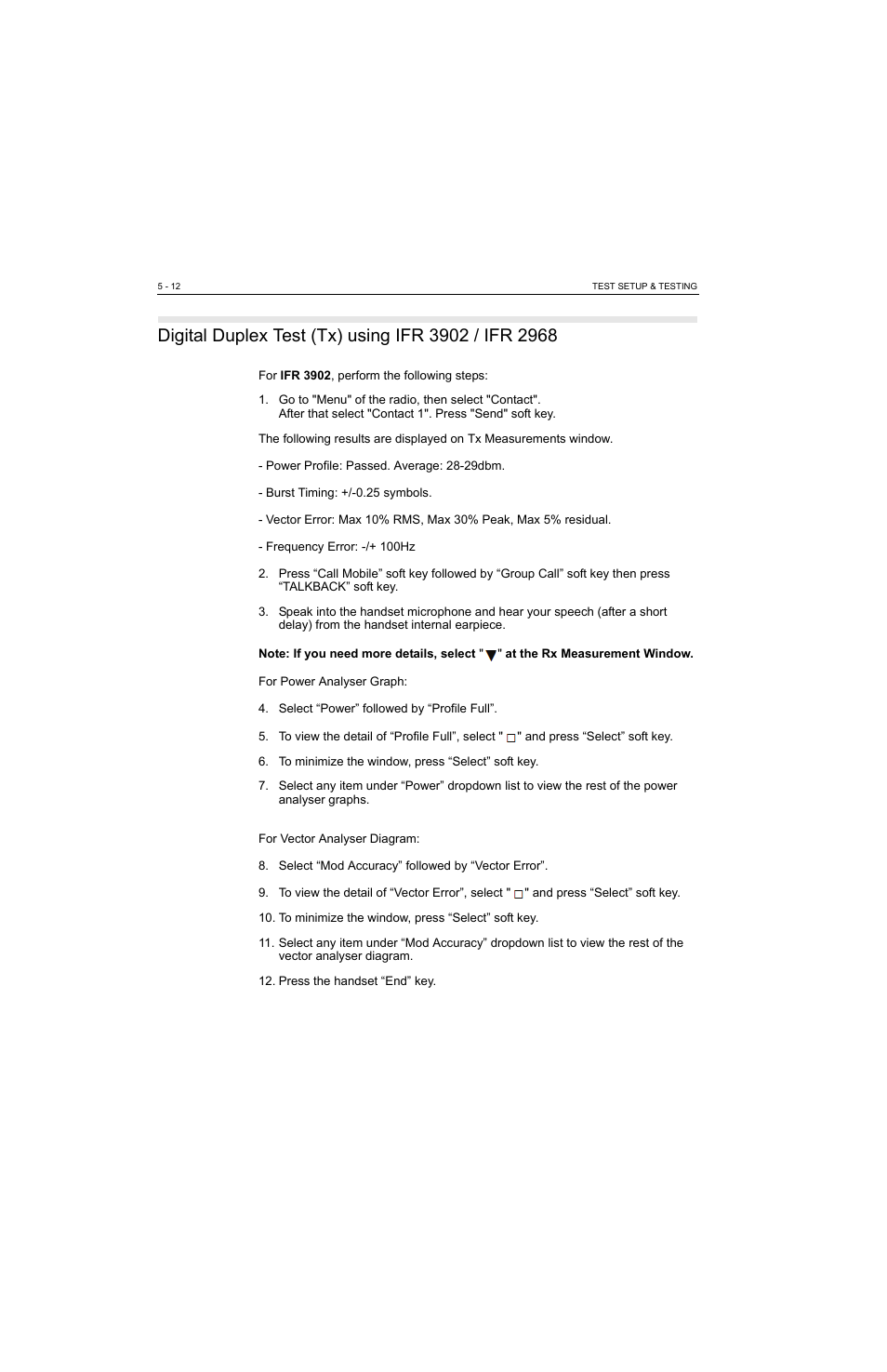 Digital duplex test (tx) using ifr 3902 / ifr 2968 | Motorola MTP810 EX User Manual | Page 45 / 59