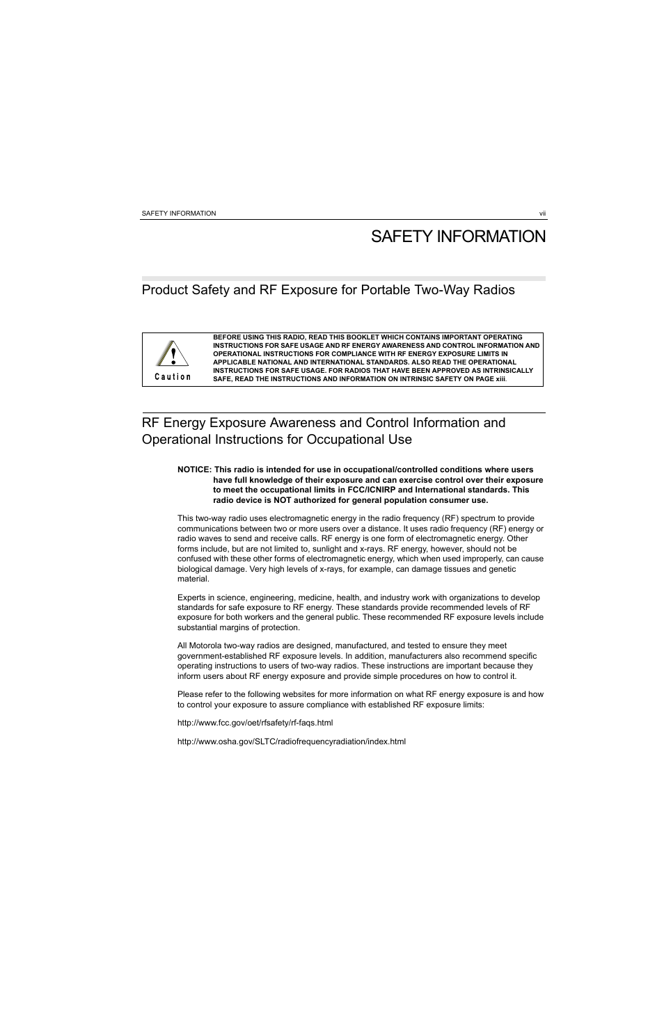 Safety information | Motorola MTP810 EX User Manual | Page 8 / 59