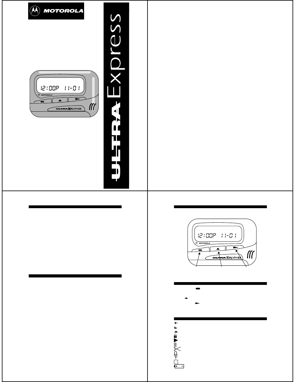 Motorola ULTRA Express Express Pager User Manual | 4 pages