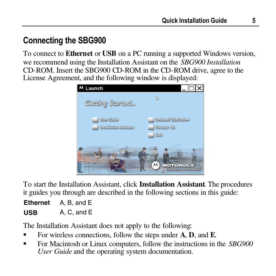 Connecting the sbg900 | Motorola SURFBOARD SBG900 User Manual | Page 5 / 16