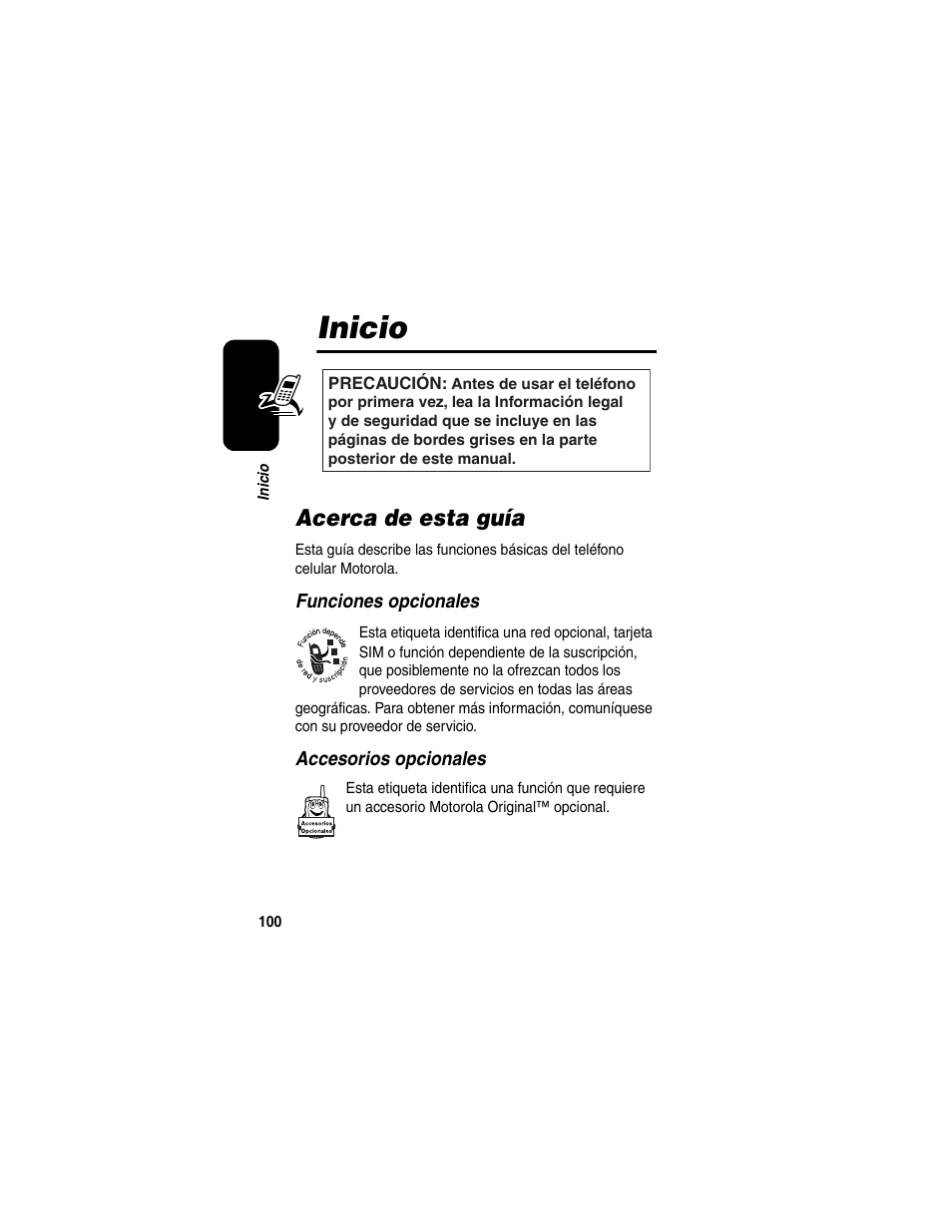 Inicio, Acerca de esta guía | Motorola A630 User Manual | Page 102 / 200