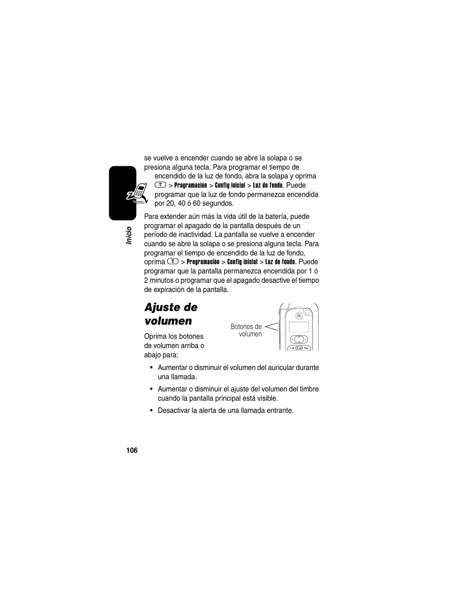 Ajuste de volumen | Motorola A630 User Manual | Page 108 / 200