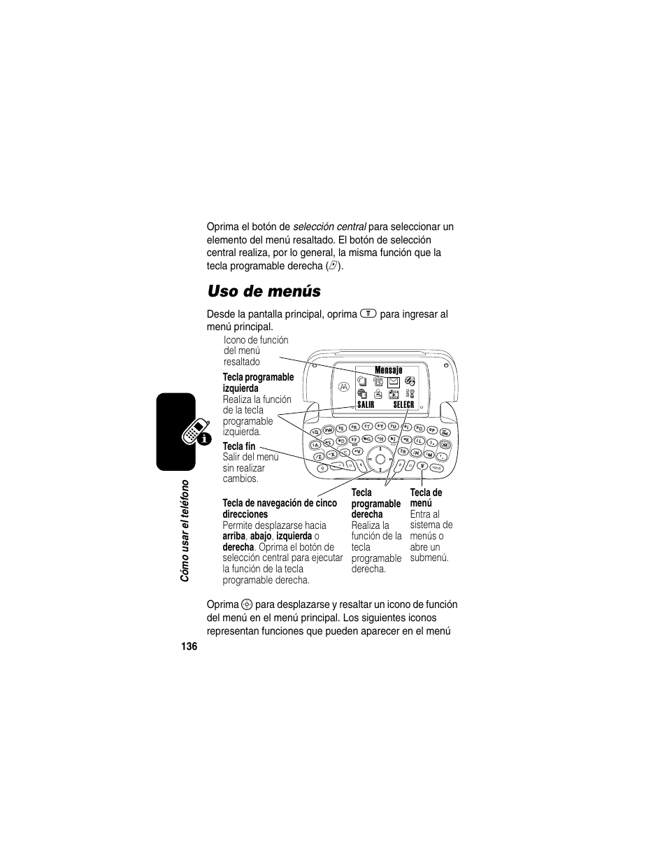 Uso de menús | Motorola A630 User Manual | Page 138 / 200