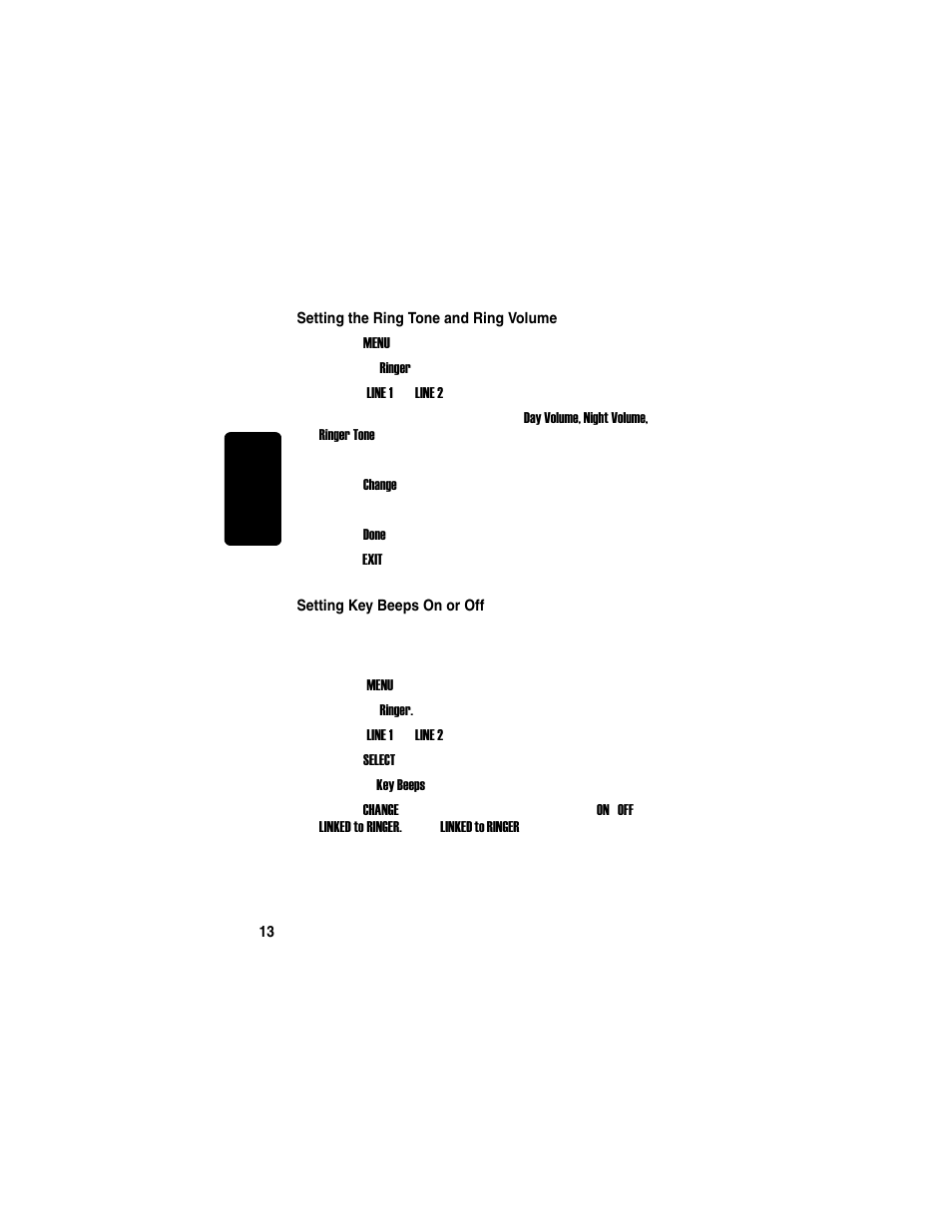 Setting the ring tone and ring volume, Setting key beeps on or off | Motorola TM MD7080 User Manual | Page 29 / 68