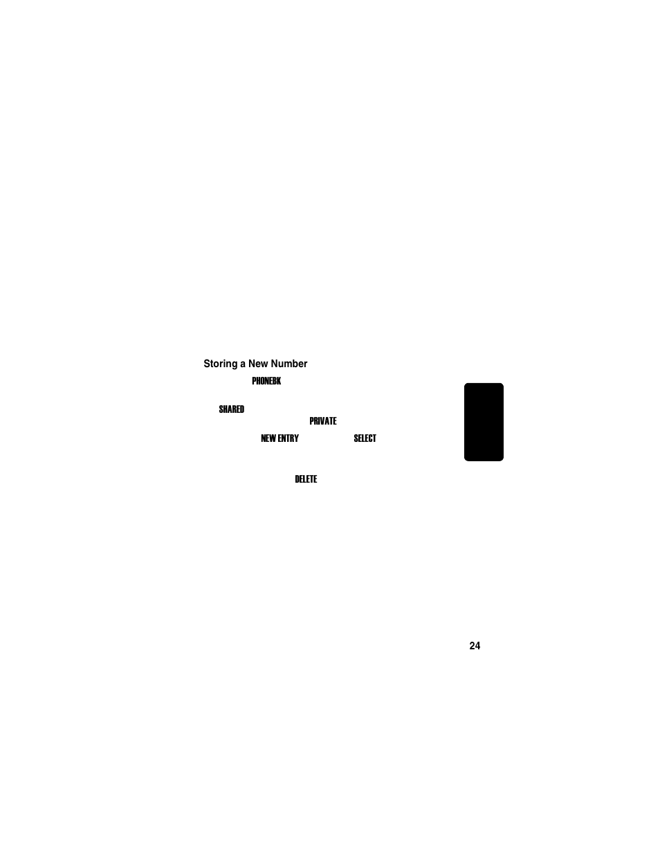 Using the phonebook, Storing a new number, Min a r y | Motorola TM MD7080 User Manual | Page 40 / 68