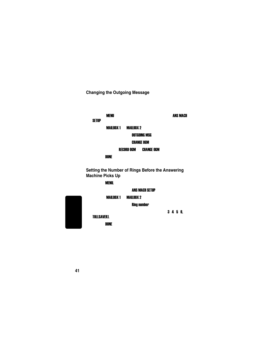 Changing the outgoing message | Motorola TM MD7080 User Manual | Page 57 / 68