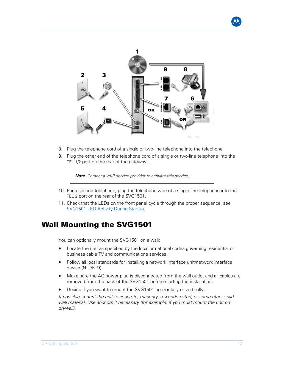 Wall mounting the svg1501 | Motorola SURFboard SVG1501E User Manual | Page 22 / 83