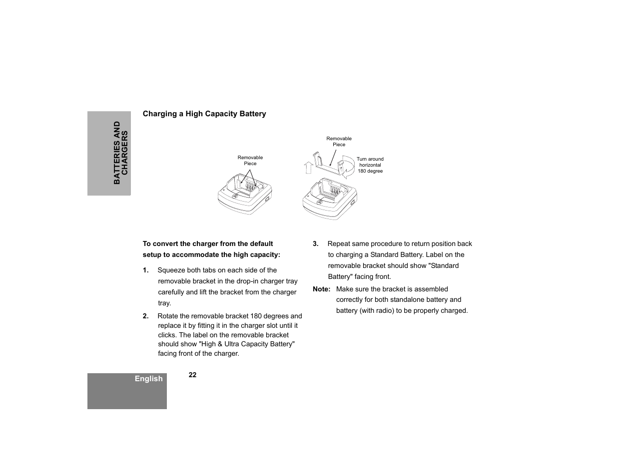 Charging a high capacity battery | Motorola XTNID User Manual | Page 24 / 69