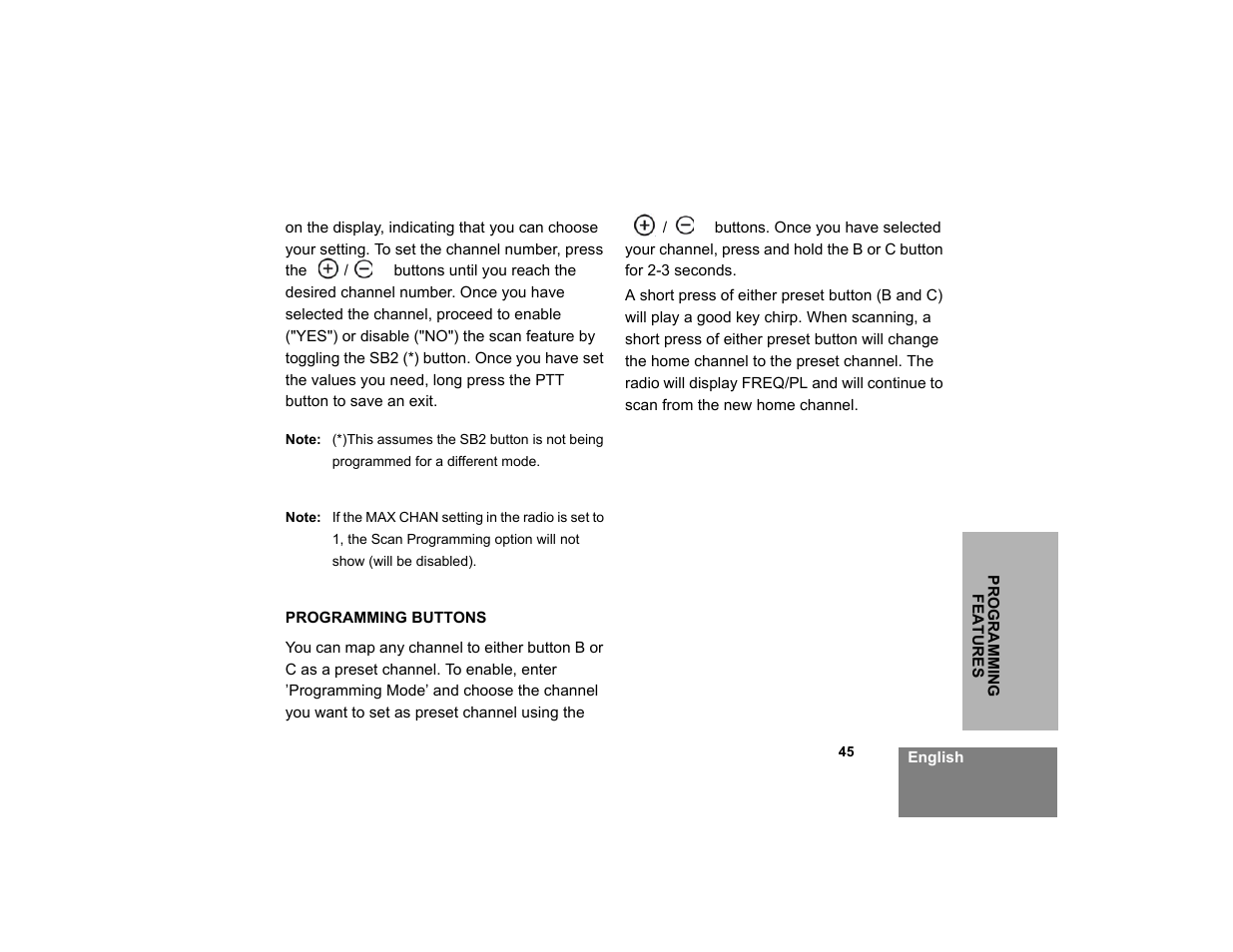 Programming buttons | Motorola XTNID User Manual | Page 47 / 69