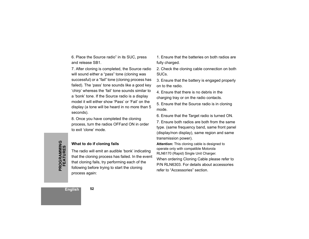 What to do if cloning fails | Motorola XTNID User Manual | Page 54 / 69