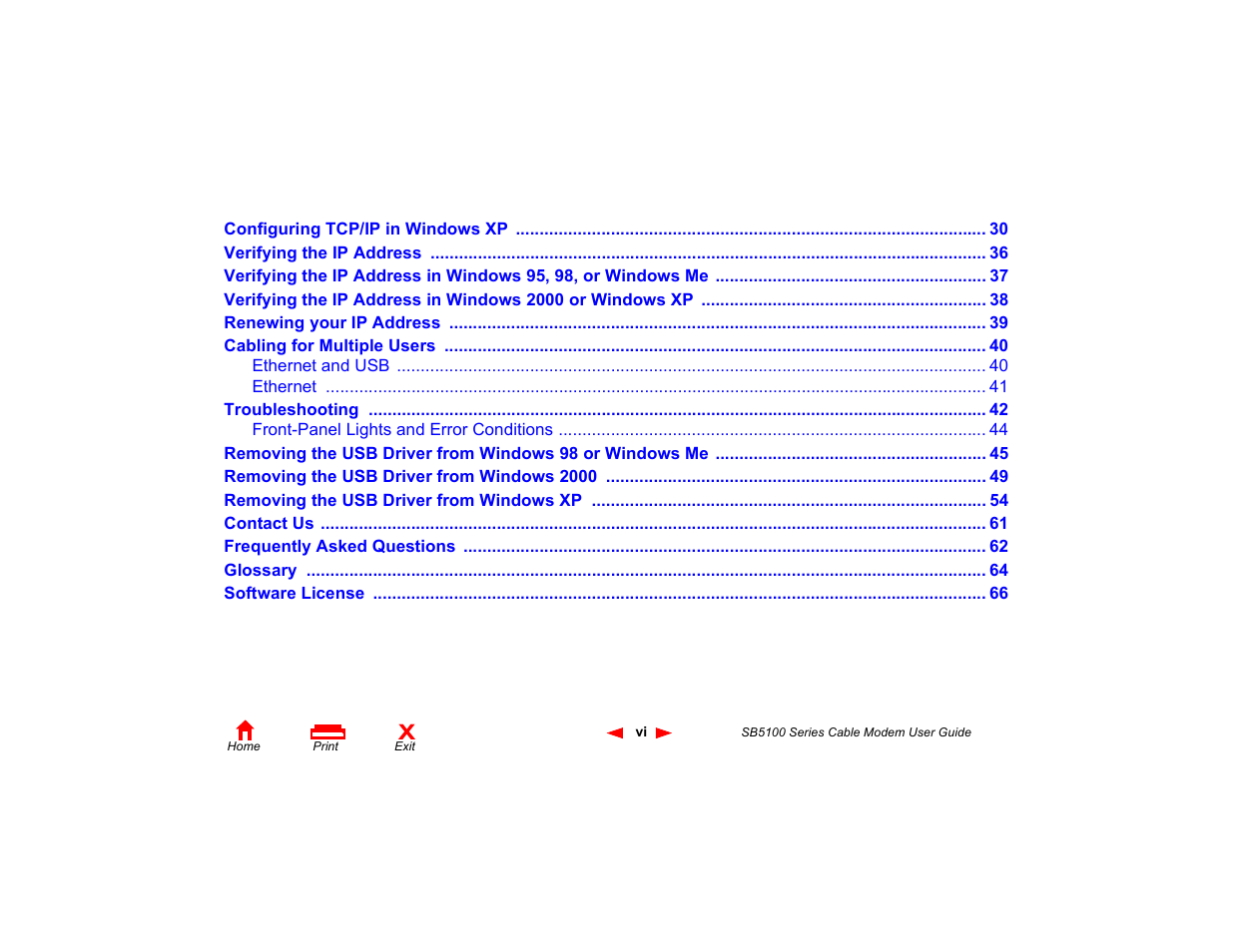 Motorola SB5100 User Manual | Page 6 / 74