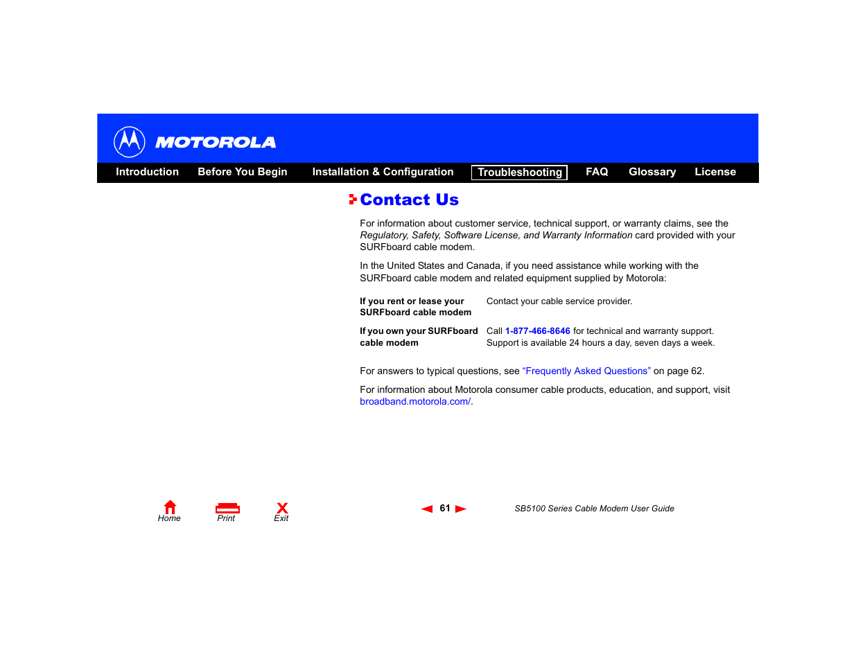 Contact us | Motorola SB5100 User Manual | Page 67 / 74