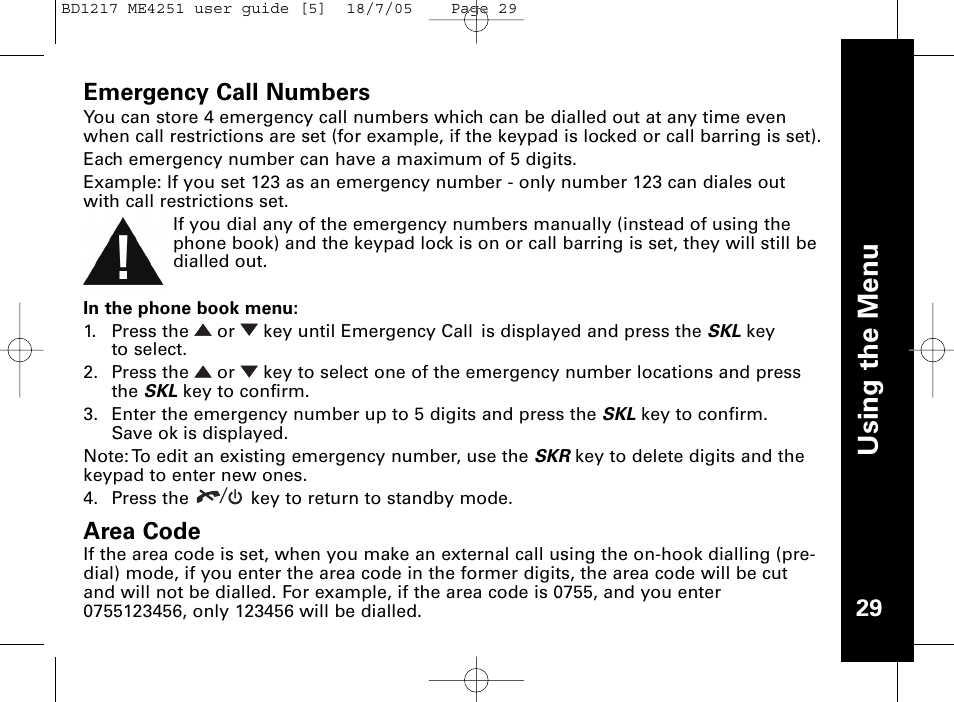 Usi n g th e m en u | Motorola ME4251 User Manual | Page 30 / 69