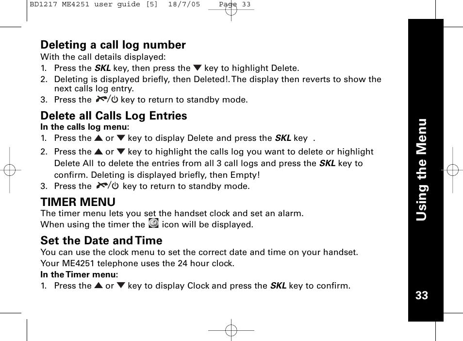 Usi n g th e m en u | Motorola ME4251 User Manual | Page 34 / 69