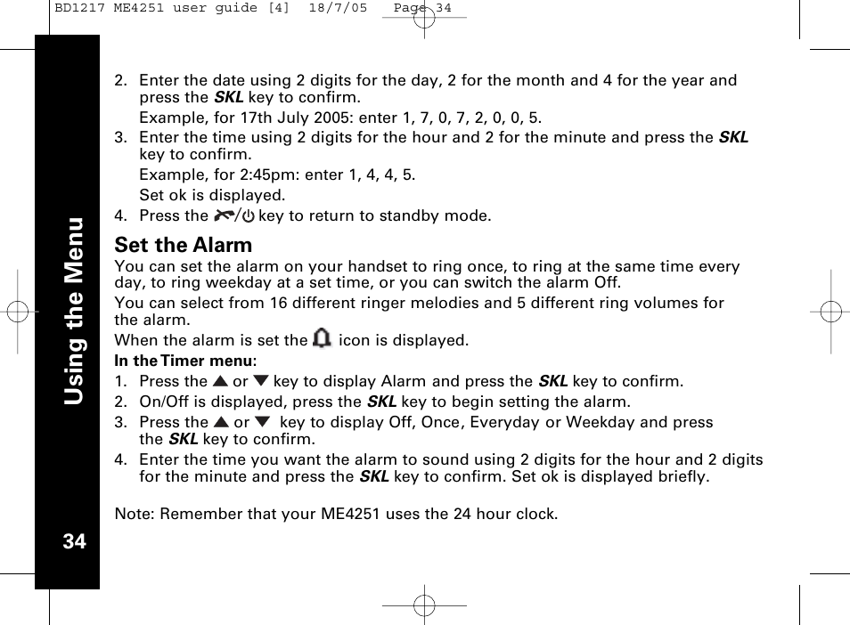Usi n g th e m en u | Motorola ME4251 User Manual | Page 35 / 69