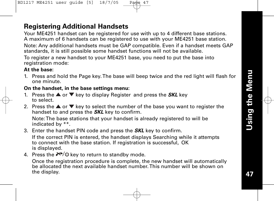 Usi n g th e m en u | Motorola ME4251 User Manual | Page 48 / 69