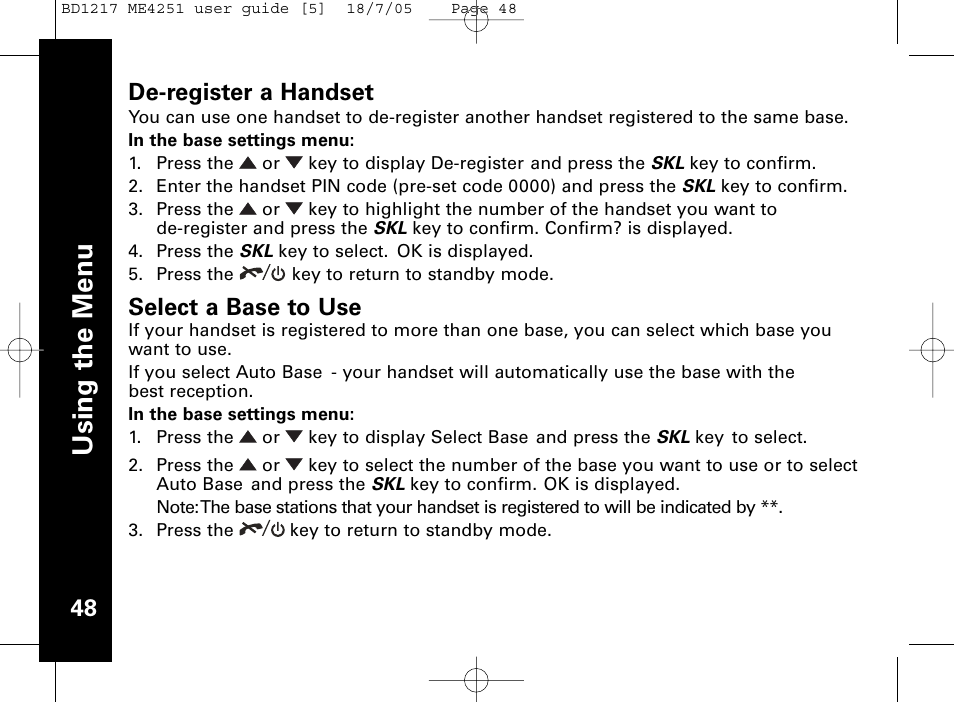 Usi n g th e m en u | Motorola ME4251 User Manual | Page 49 / 69