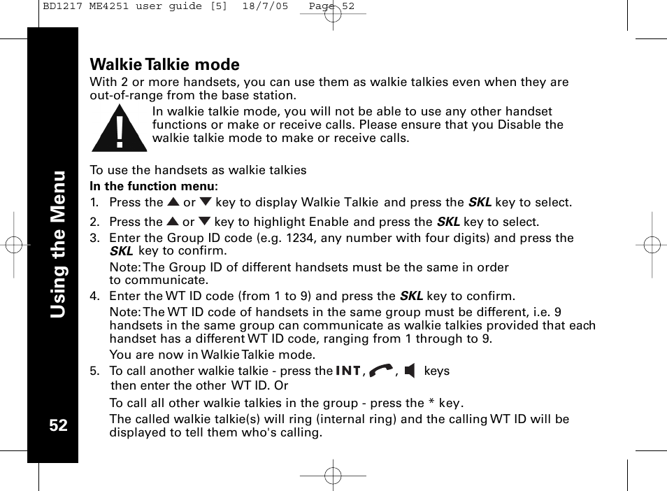 Usi n g th e m en u | Motorola ME4251 User Manual | Page 53 / 69