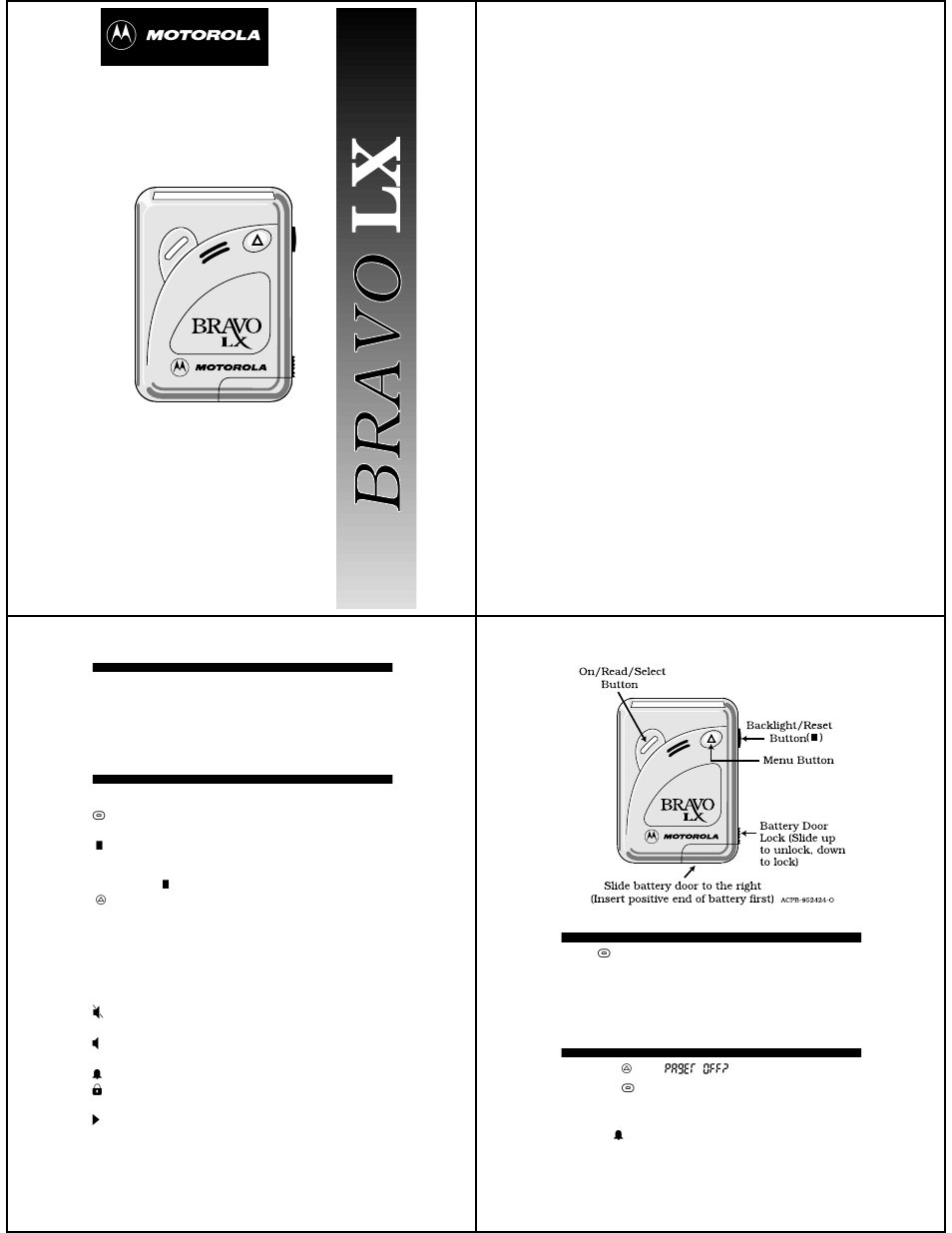 Motorola BRAVOLX User Manual | 4 pages