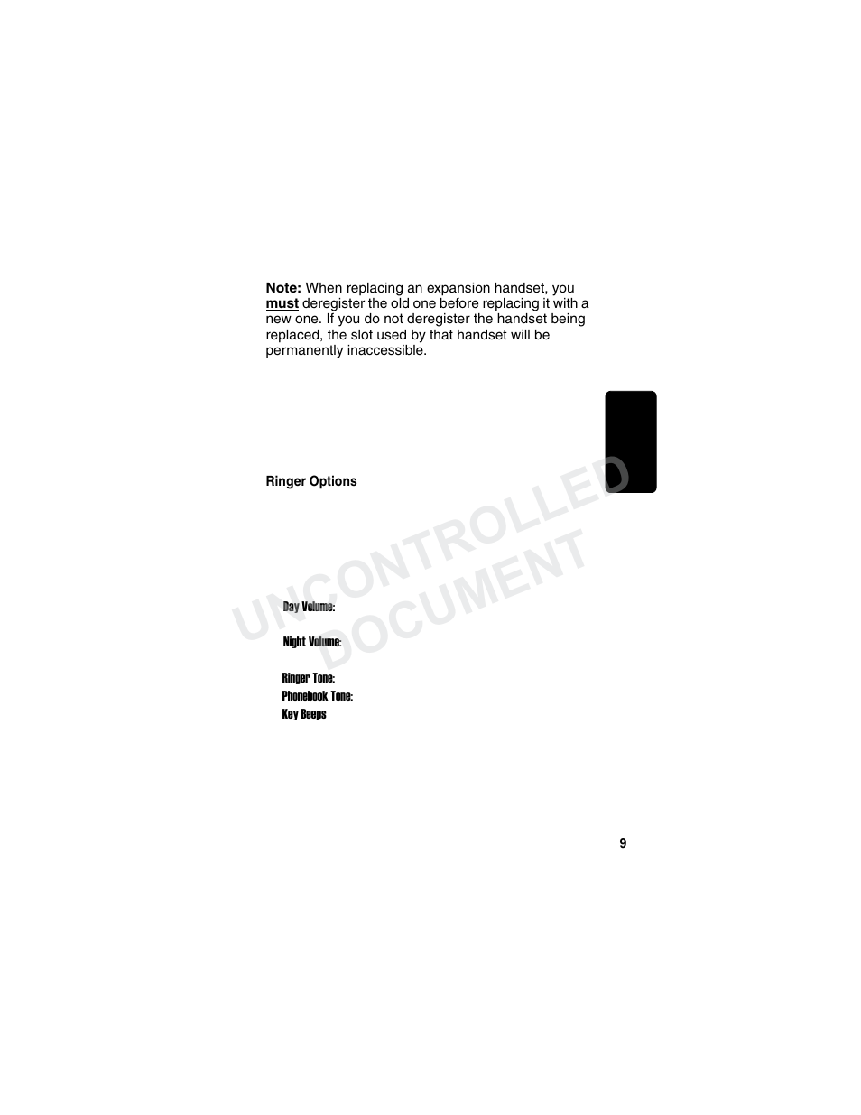 Personalizing your expansion handset, Ringer options, Uncontrolled document | Motorola MD7000 User Manual | Page 27 / 55