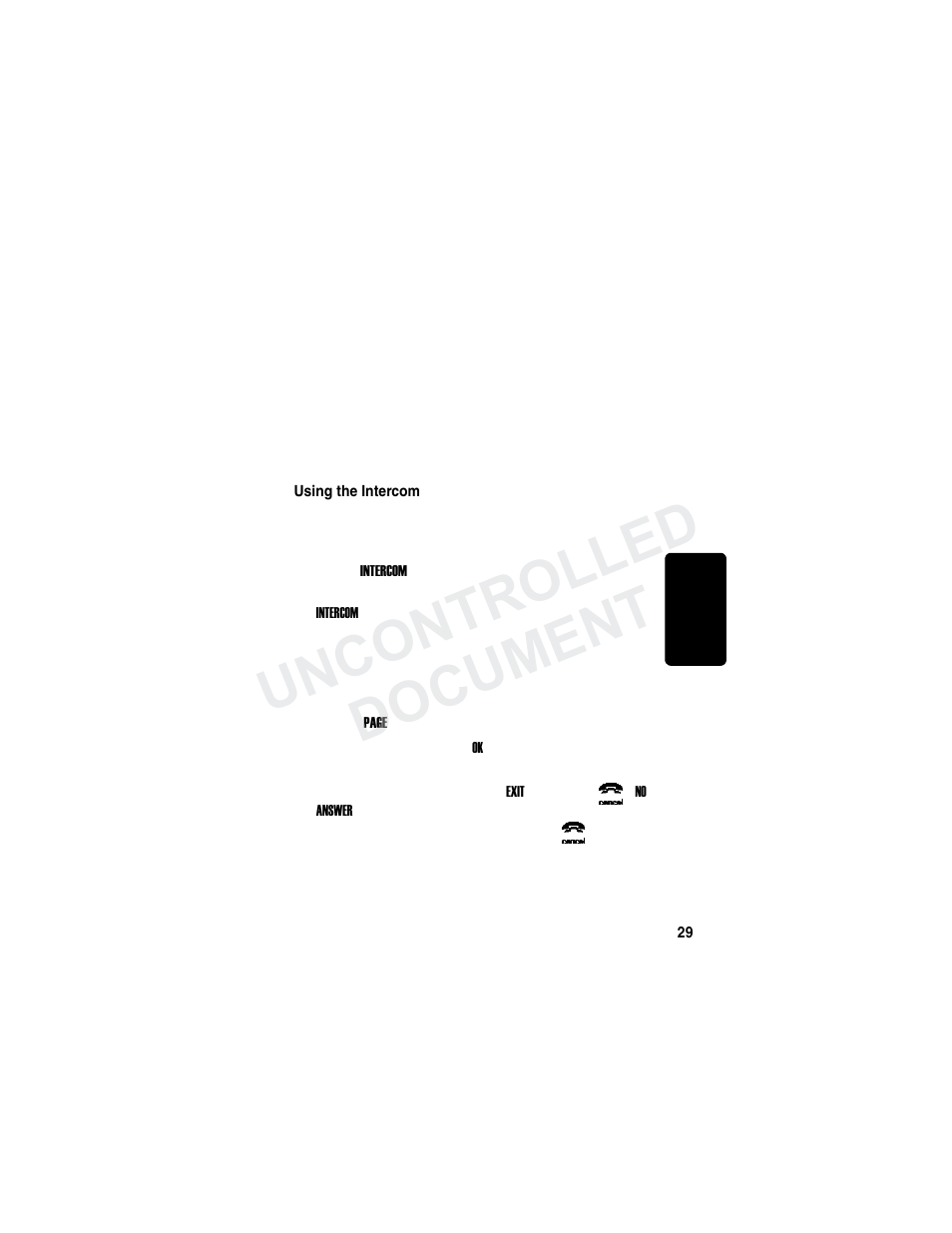 Multihandset functions, Using the intercom, Re m in a r y | Uncontrolled document | Motorola MD7000 User Manual | Page 47 / 55