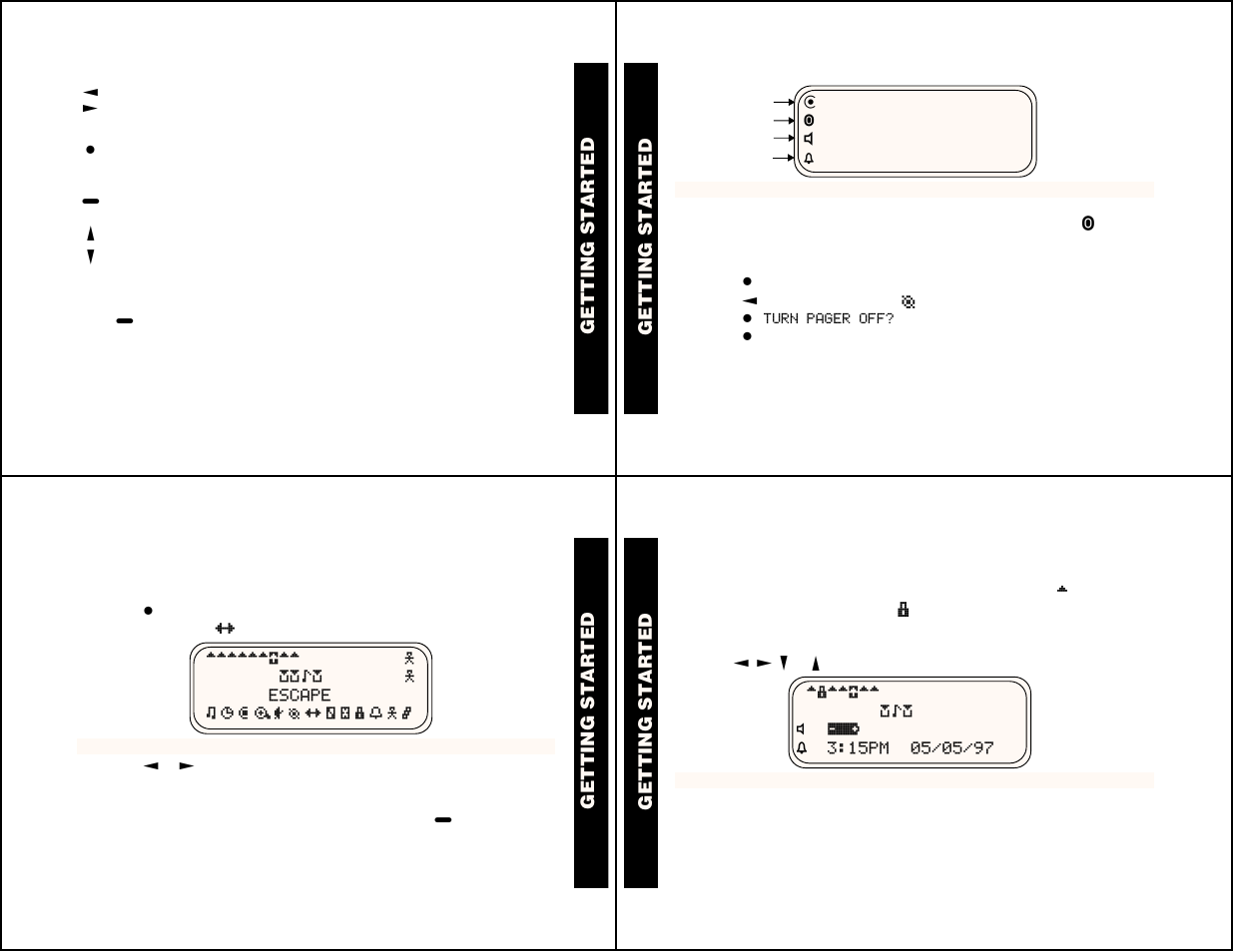 Turning your pager on, Getting star ted, Turning your pager off | Using the function menu, Message-status screen | Motorola motorola User Manual | Page 2 / 11