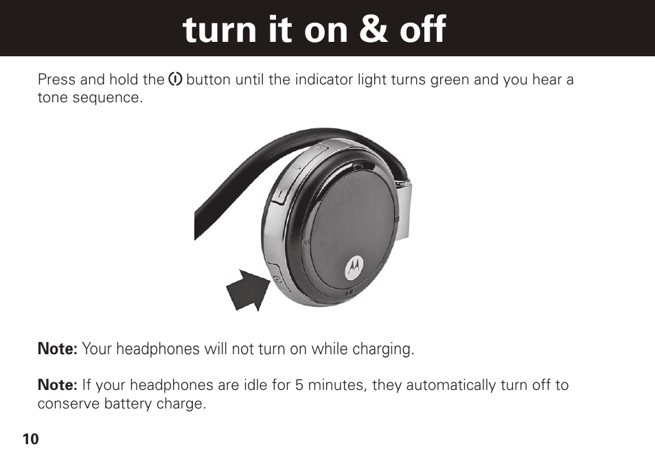 Turn it on & off | Motorola S305 User Manual | Page 11 / 82