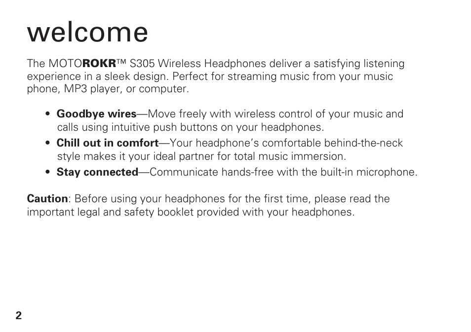 Welcome | Motorola S305 User Manual | Page 3 / 82
