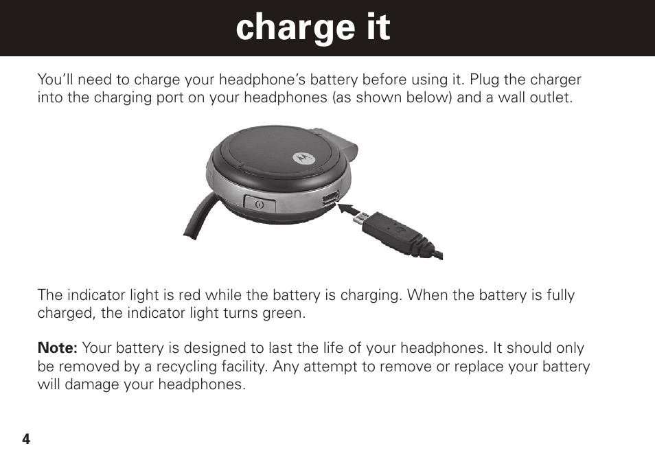 Charge it | Motorola S305 User Manual | Page 5 / 82