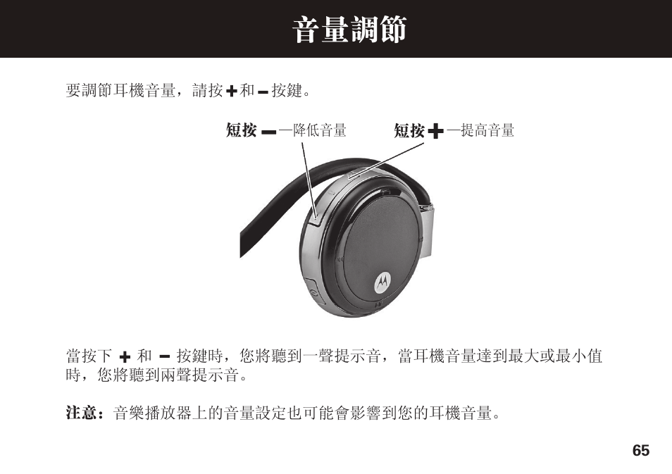 音量调节 | Motorola S305 User Manual | Page 66 / 82