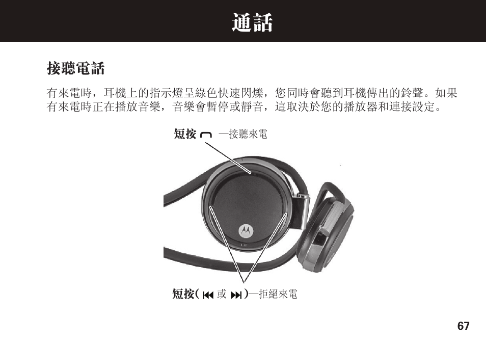 接听电话 | Motorola S305 User Manual | Page 68 / 82