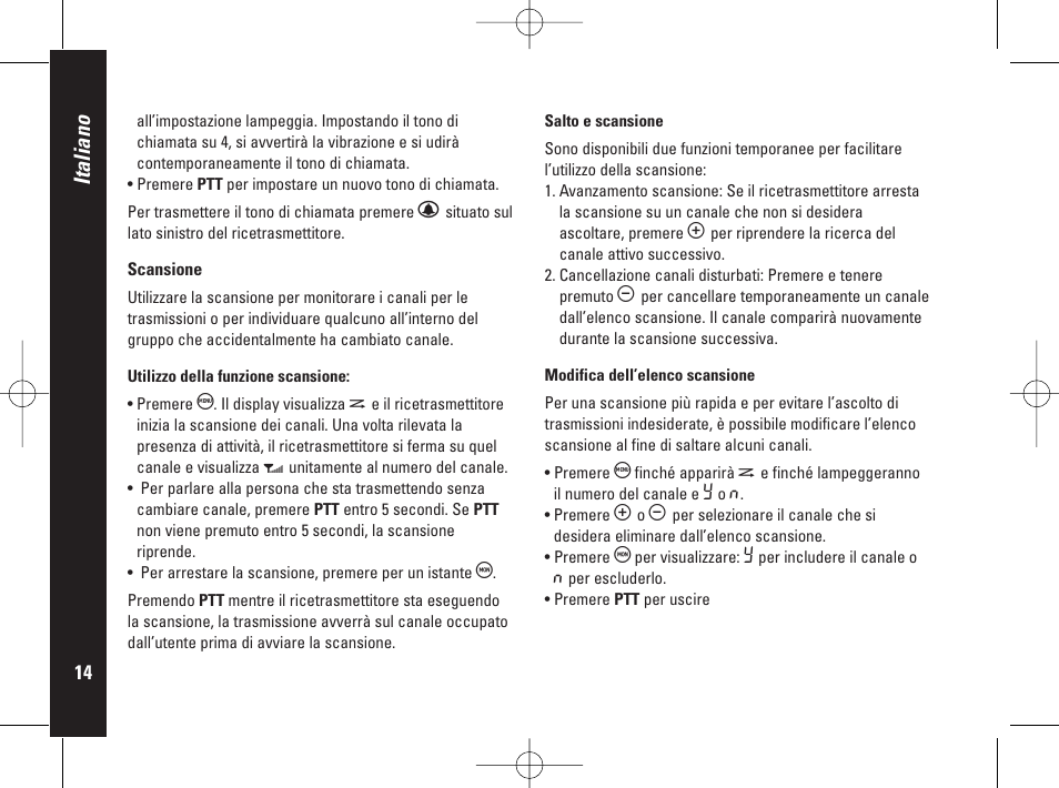 Italiano | Motorola PMR446 User Manual | Page 104 / 134