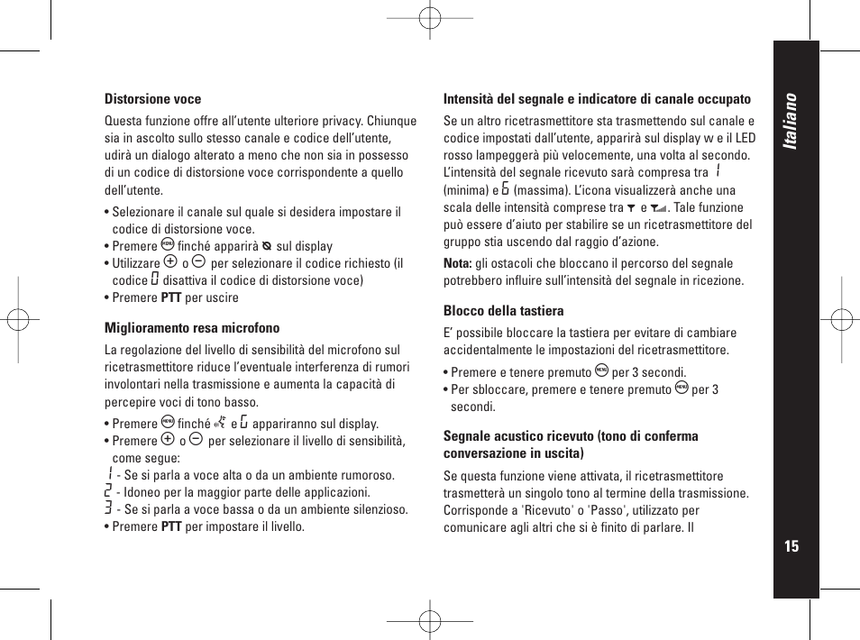 Italiano | Motorola PMR446 User Manual | Page 105 / 134