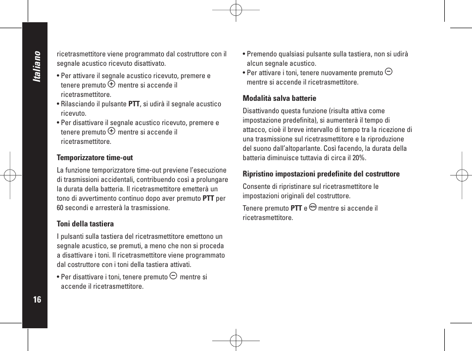 Italiano | Motorola PMR446 User Manual | Page 106 / 134
