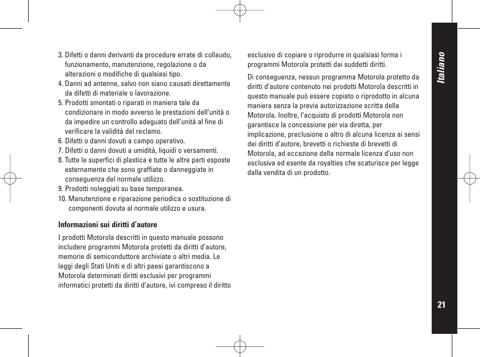 Italiano | Motorola PMR446 User Manual | Page 111 / 134