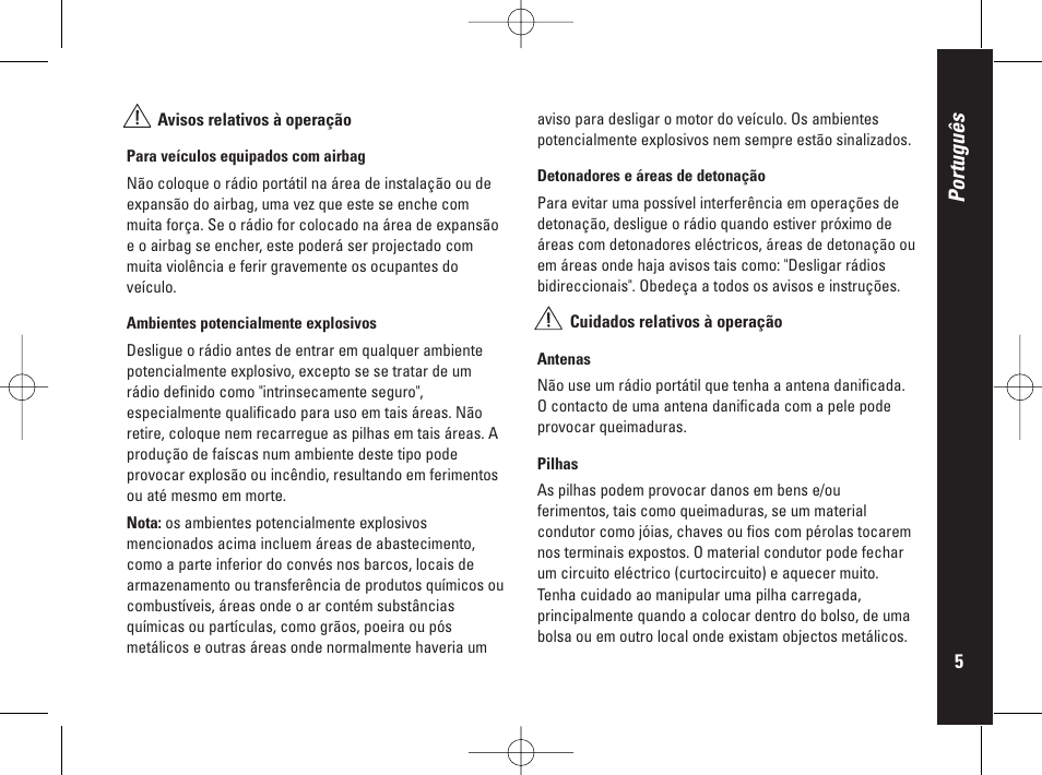 Português | Motorola PMR446 User Manual | Page 117 / 134