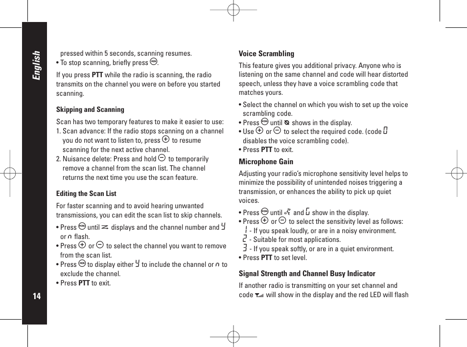 English | Motorola PMR446 User Manual | Page 14 / 134