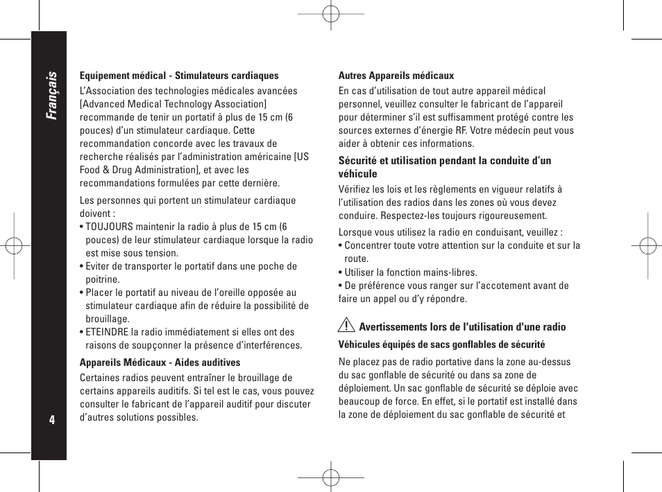 Français | Motorola PMR446 User Manual | Page 26 / 134