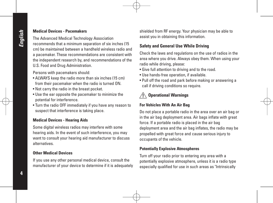 English | Motorola PMR446 User Manual | Page 4 / 134