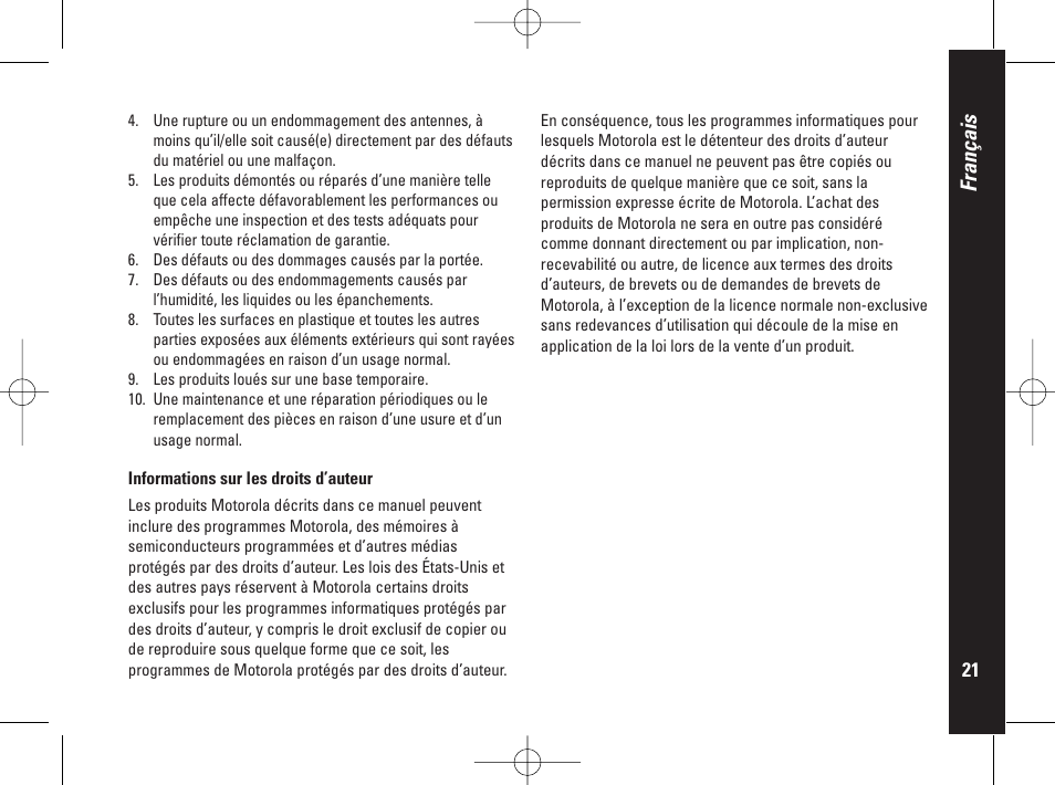 Français | Motorola PMR446 User Manual | Page 43 / 134