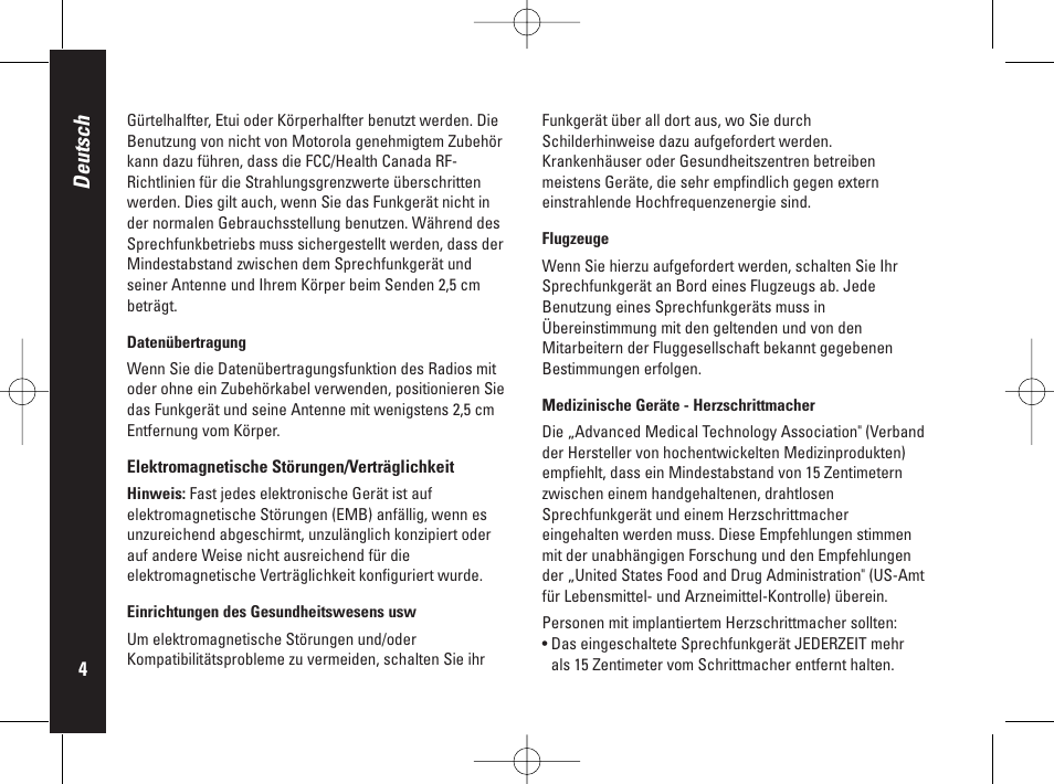 Deutsch | Motorola PMR446 User Manual | Page 48 / 134